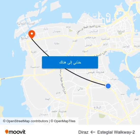 Esteglal Walkway-2 to Diraz map
