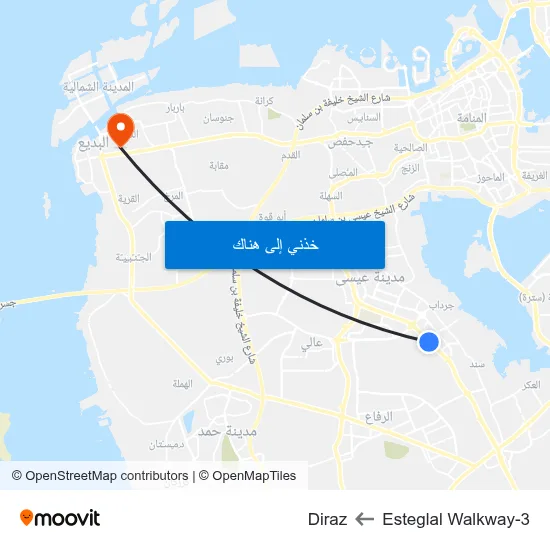 Esteglal Walkway-3 to Diraz map