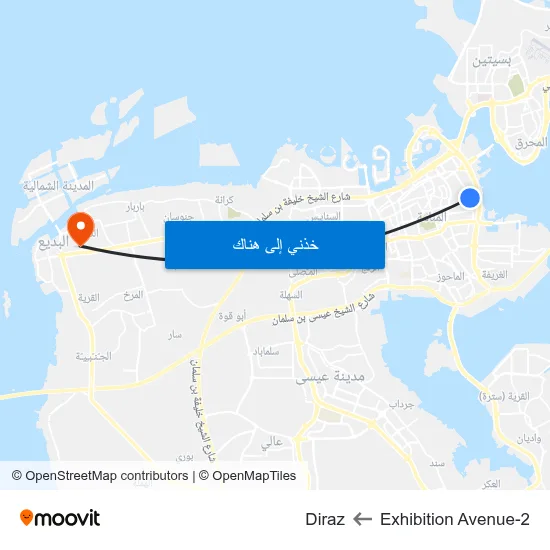 Exhibition Avenue-2 to Diraz map