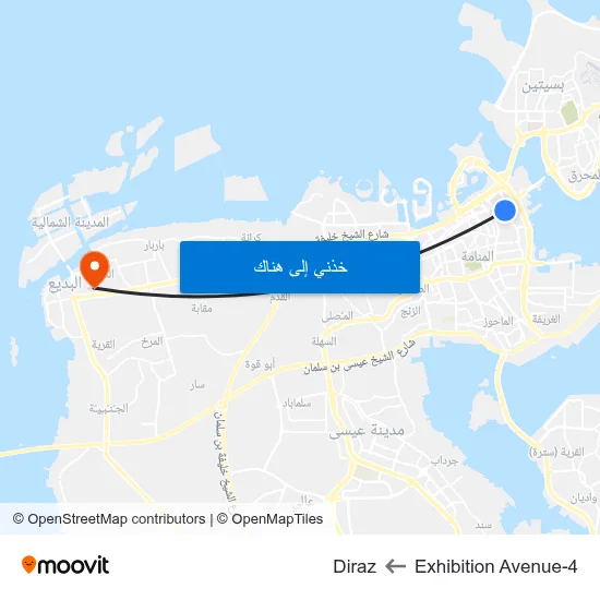 Exhibition Avenue-4 to Diraz map