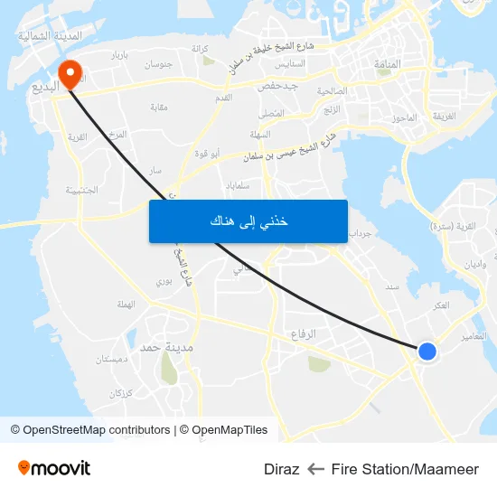 Fire Station/Maameer to Diraz map