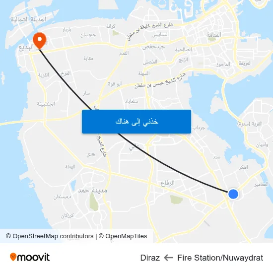Fire Station/Nuwaydrat to Diraz map