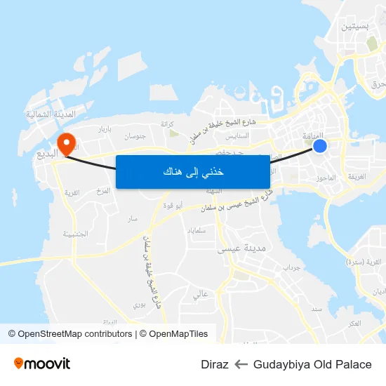 Gudaybiya Old Palace to Diraz map