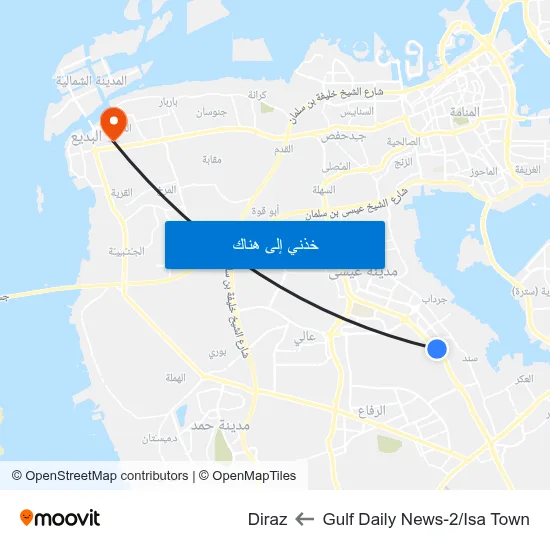 Gulf Daily News-2/Isa Town to Diraz map