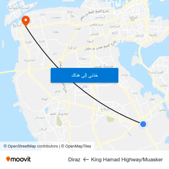 King Hamad Highway/Muasker to Diraz map