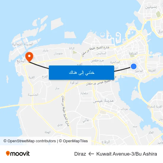 Kuwait Avenue-3/Bu Ashira to Diraz map