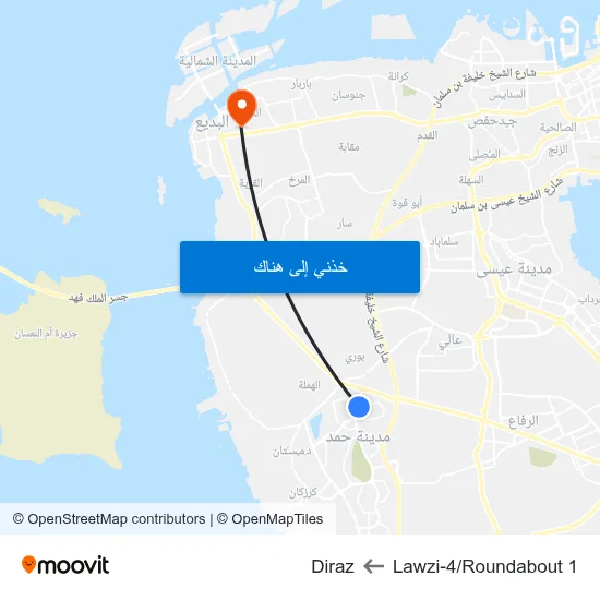 Lawzi-4/Roundabout 1 to Diraz map