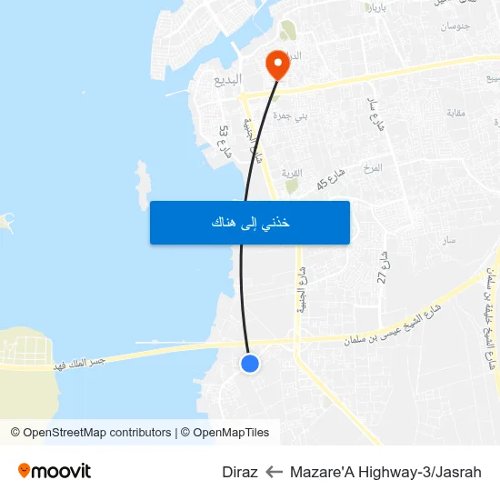Mazare'A Highway-3/Jasrah to Diraz map