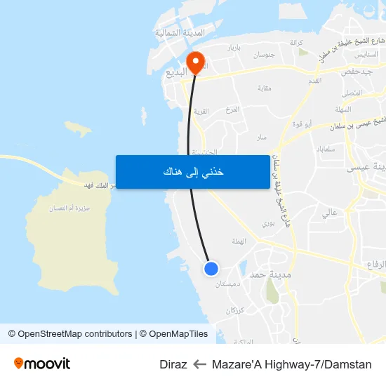 Mazare'A Highway-7/Damstan to Diraz map