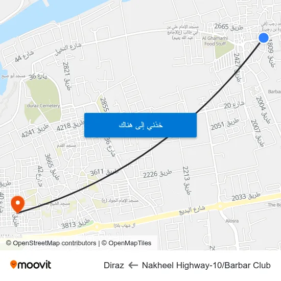 Nakheel Highway-10/Barbar Club to Diraz map