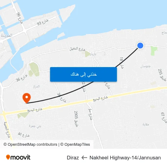 Nakheel Highway-14/Jannusan to Diraz map