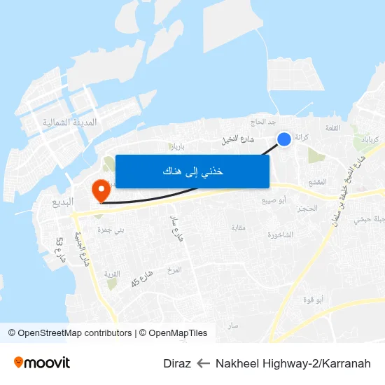 Nakheel Highway-2/Karranah to Diraz map