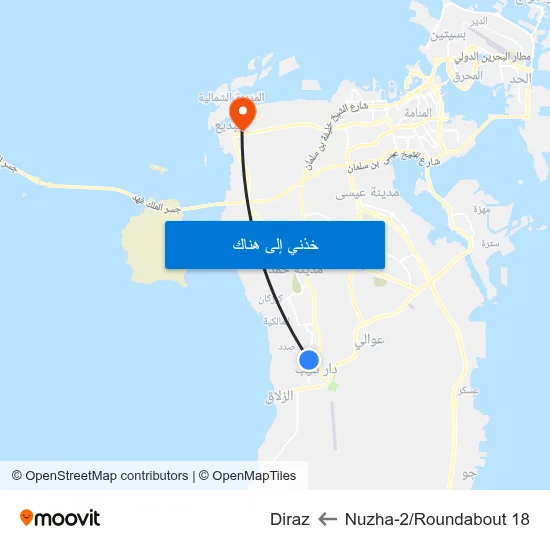 Nuzha-2/Roundabout 18 to Diraz map
