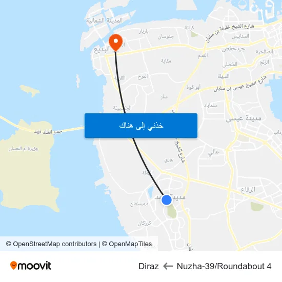 Nuzha-39/Roundabout 4 to Diraz map