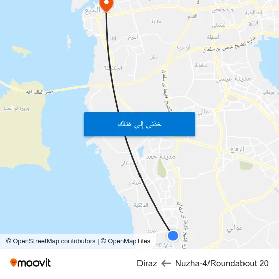 Nuzha-4/Roundabout 20 to Diraz map