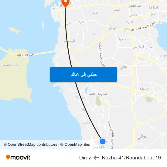 Nuzha-41/Roundabout 19 to Diraz map