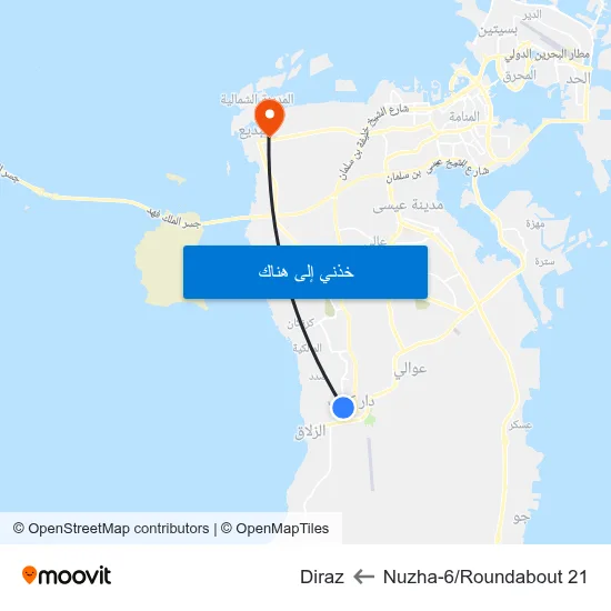 Nuzha-6/Roundabout 21 to Diraz map