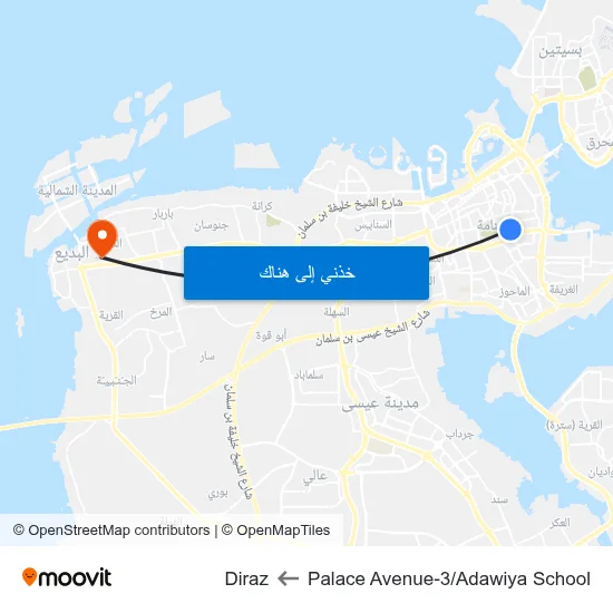 Palace Avenue-3/Adawiya School to Diraz map