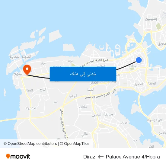 Palace Avenue-4/Hoora to Diraz map