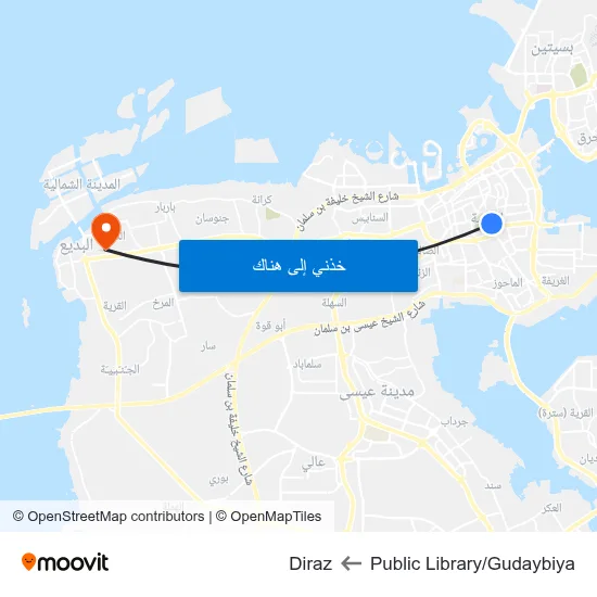 Public Library/Gudaybiya to Diraz map