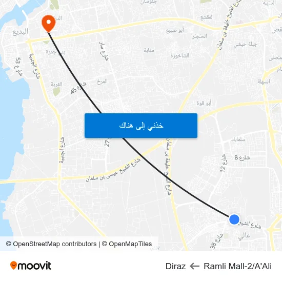 Ramli Mall-2/A'Ali to Diraz map