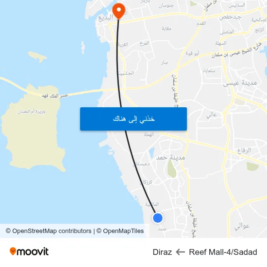 Reef Mall-4/Sadad to Diraz map