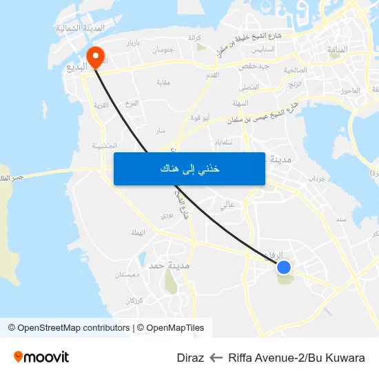 Riffa Avenue-2/Bu Kuwara to Diraz map