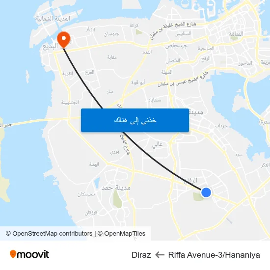 Riffa Avenue-3/Hananiya to Diraz map