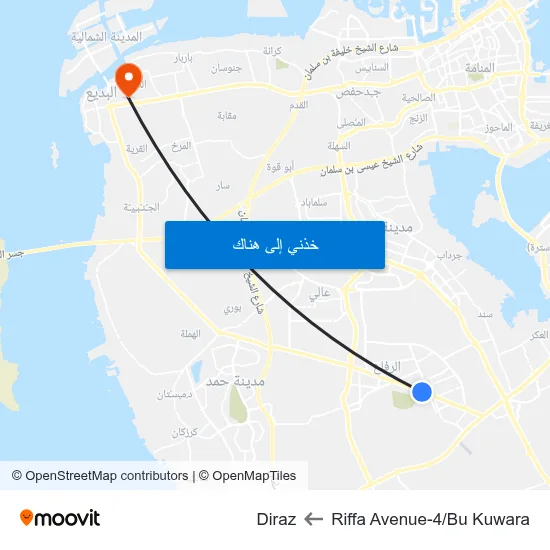 Riffa Avenue-4/Bu Kuwara to Diraz map