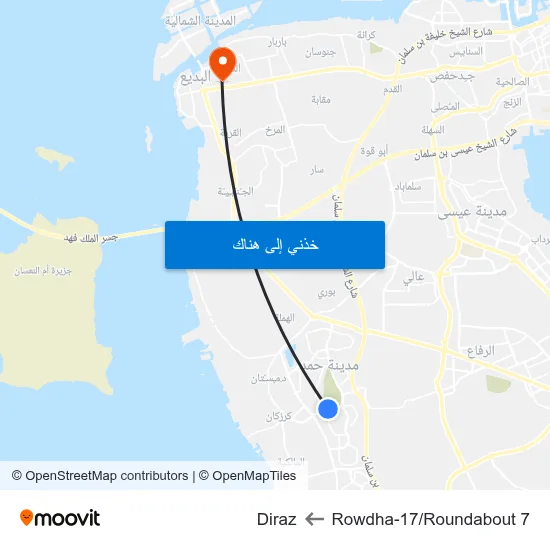 Rowdha-17/Roundabout 7 to Diraz map