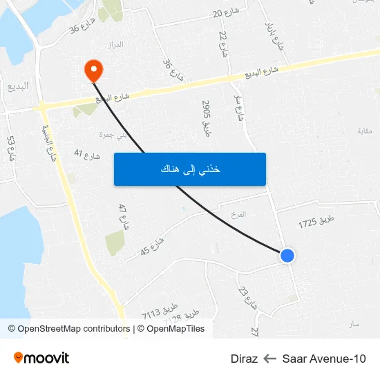 Saar Avenue-10 to Diraz map