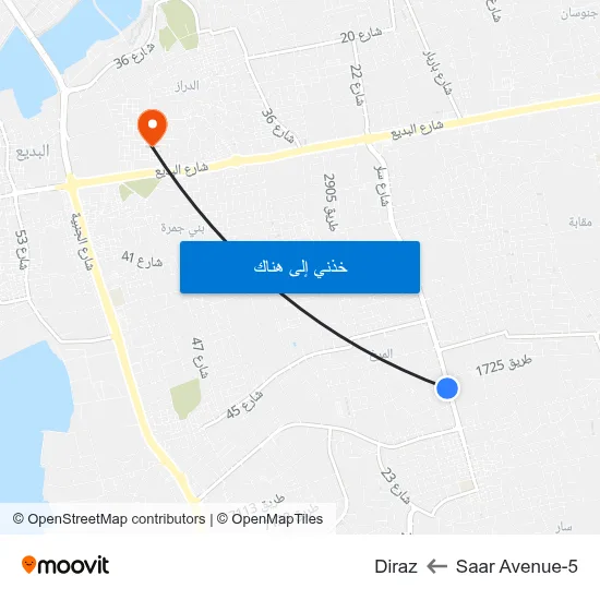 Saar Avenue-5 to Diraz map