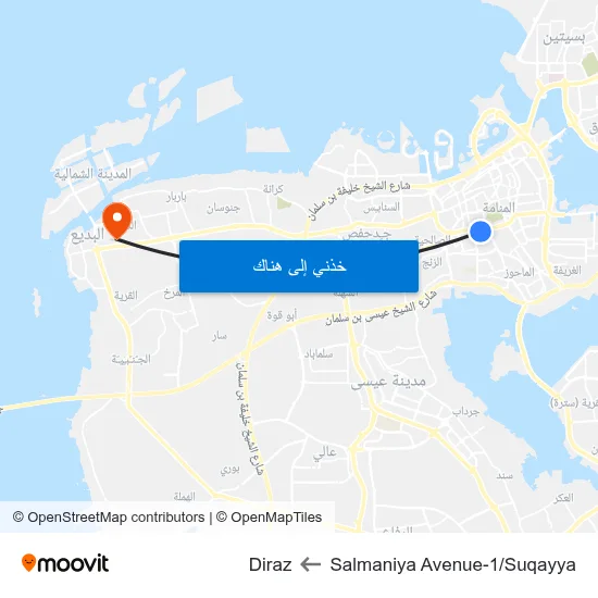 Salmaniya Avenue-1/Suqayya to Diraz map