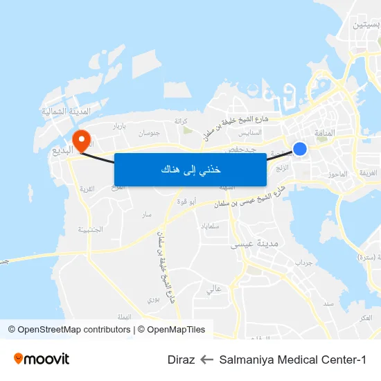 Salmaniya Medical Center-1 to Diraz map