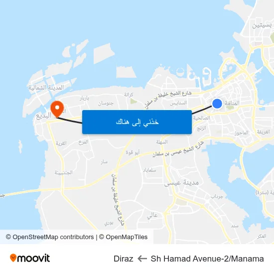 Sh Hamad Avenue-2/Manama to Diraz map