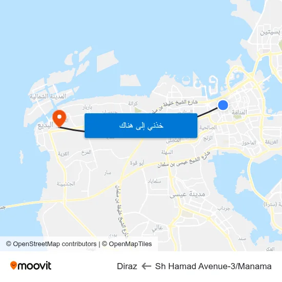 Sh Hamad Avenue-3/Manama to Diraz map