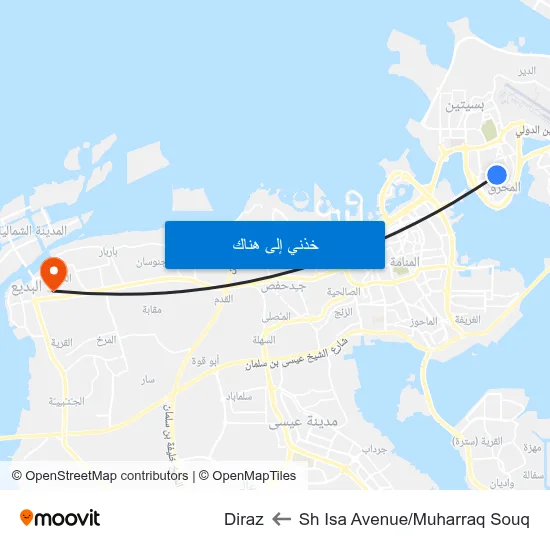 Sh Isa Avenue/Muharraq Souq to Diraz map