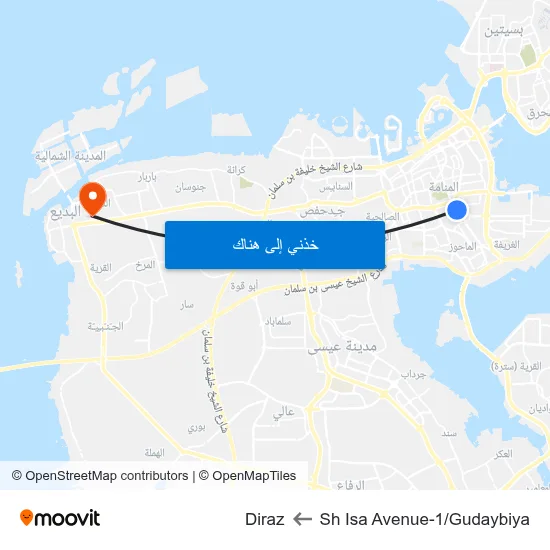 Sh Isa Avenue-1/Gudaybiya to Diraz map