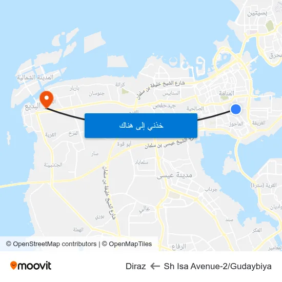 Sh Isa Avenue-2/Gudaybiya to Diraz map