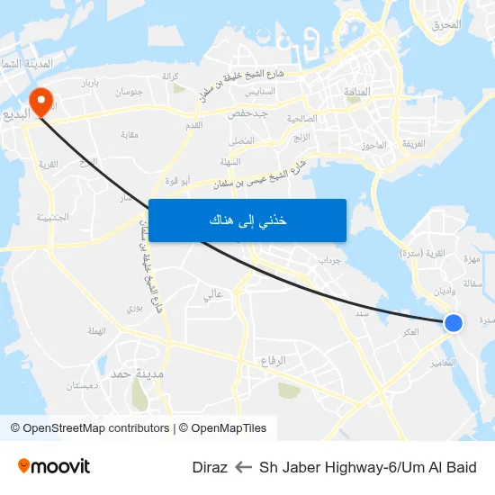 Sh Jaber Highway-6/Um Al Baid to Diraz map