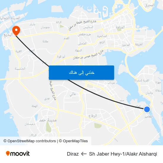 Sh Jaber Hwy-1/Alakr Alsharqi to Diraz map