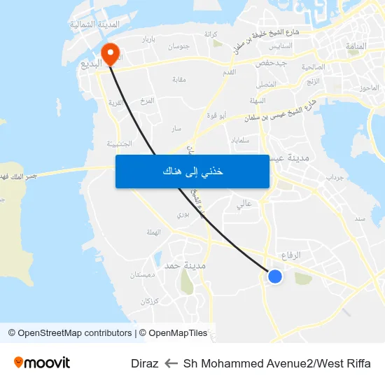 Sh Mohammed Avenue2/West Riffa to Diraz map