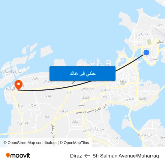 Sh Salman Avenue/Muharraq to Diraz map