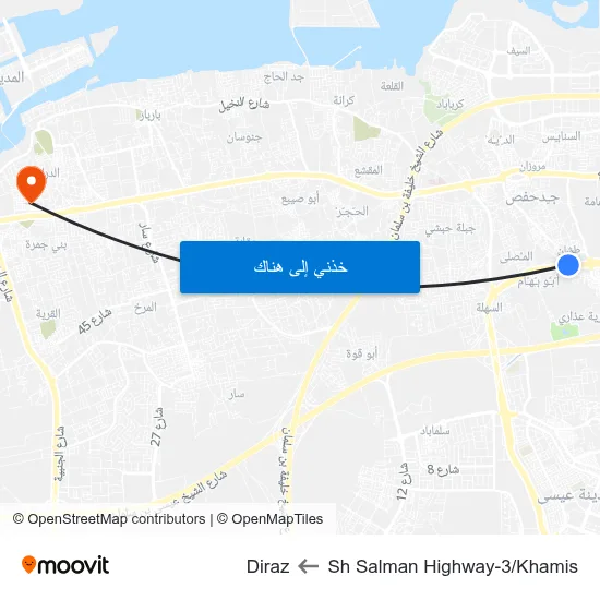 Sh Salman Highway-3/Khamis to Diraz map
