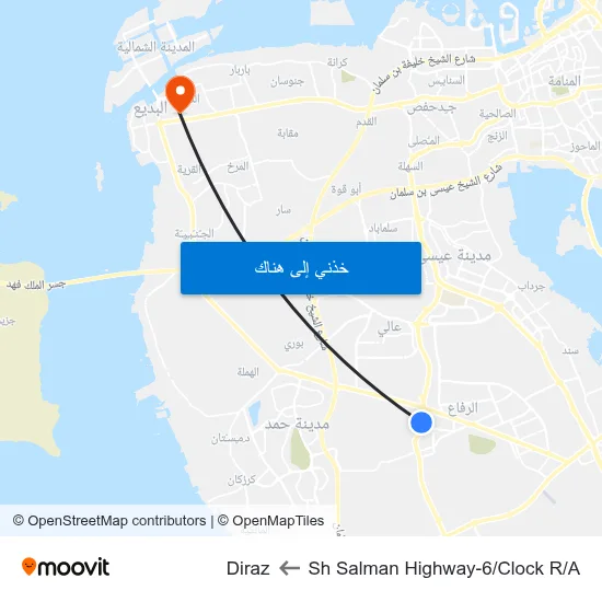 Sh Salman Highway-6/Clock R/A to Diraz map