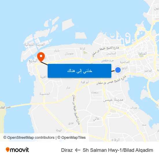 Sh Salman Hwy-1/Bilad Alqadim to Diraz map