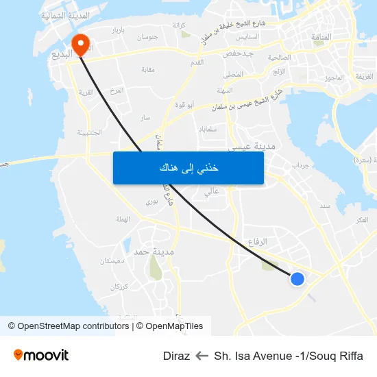 Sh. Isa Avenue -1/Souq Riffa to Diraz map