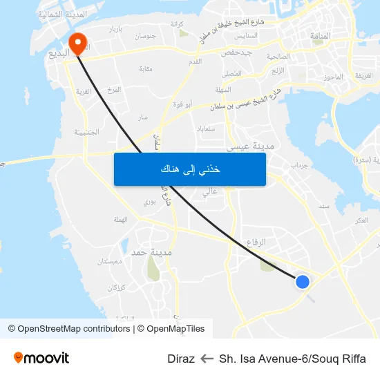 Sh. Isa Avenue-6/Souq Riffa to Diraz map