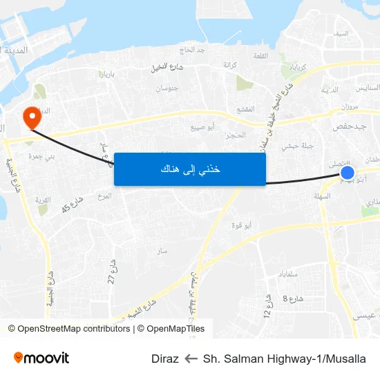 Sh. Salman Highway-1/Musalla to Diraz map