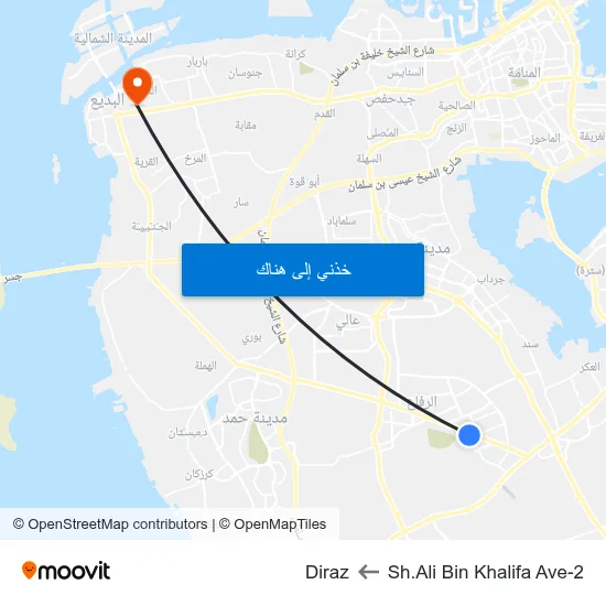 Sh.Ali Bin Khalifa Ave-2 to Diraz map